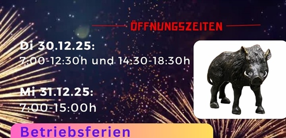 Öffnungszeiten über den Jahreswechsel