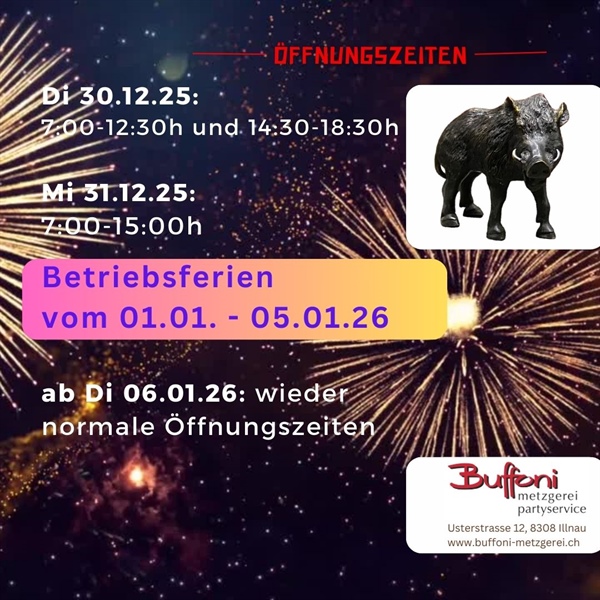 Öffnungszeiten über den Jahreswechsel